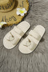 Pearl Embellished Heart Ribbed Open Toe Slide Slippers