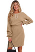Pearl Embellished Keyhole Blouson Knit Sweater Dress
