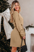 Pearl Embellished Keyhole Blouson Knit Sweater Dress