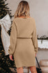 Pearl Embellished Keyhole Blouson Knit Sweater Dress