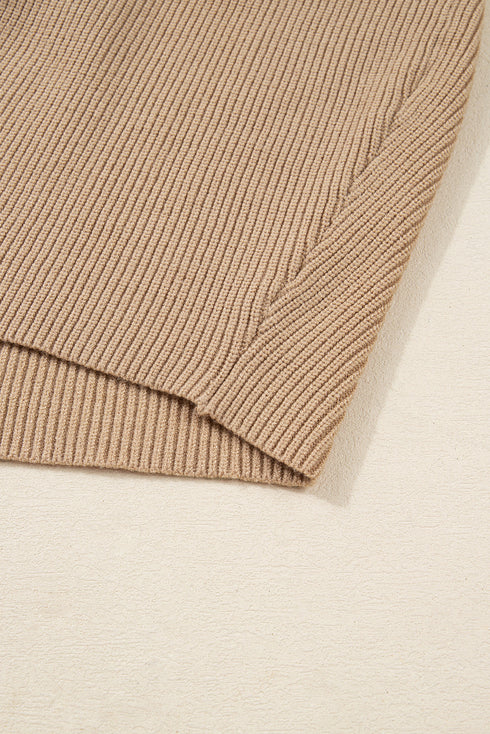 Pearl Embellished Keyhole Blouson Knit Sweater Dress