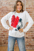 Pearl Embellished Mixed Plaid Tree Graphic Pullover Sweatshirt