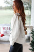 Pearl Embellished Mixed Plaid Tree Graphic Pullover Sweatshirt