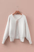 Pearl Embellished Open Front Long Sleeve Knit Cardigan