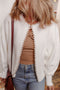 Pearl Embellished Open Front Long Sleeve Knit Cardigan