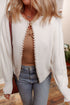 Pearl Embellished Open Front Long Sleeve Knit Cardigan