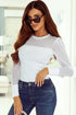 Pearl Embellished Ribbed Knit Mesh Patchwork Long Sleeve Top