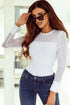 Pearl Embellished Ribbed Knit Mesh Patchwork Long Sleeve Top