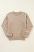 Pearl Embellished Round Neck Long Sleeve Knit Sweater