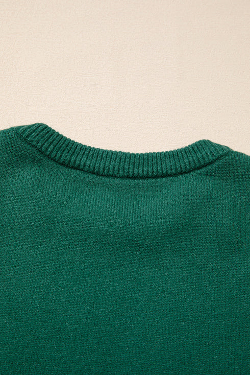 Pearl Embellished Round Neck Long Sleeve Knit Sweater