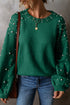 Pearl Embellished Round Neck Long Sleeve Knit Sweater