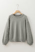 Pearl Embellished Round Neck Long Sleeve Knit Sweater
