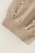Pearl Embellished Round Neck Long Sleeve Knit Sweater