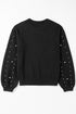 Pearl Embellished Round Neck Long Sleeve Knit Sweater