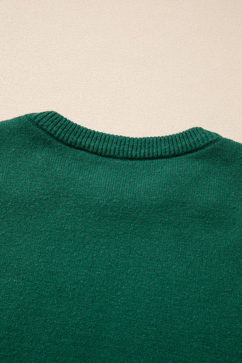 Pearl Embellished Round Neck Long Sleeve Knit Sweater