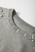 Pearl Embellished Round Neck Long Sleeve Knit Sweater