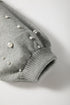 Pearl Embellished Round Neck Long Sleeve Knit Sweater