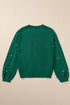 Pearl Embellished Round Neck Long Sleeve Knit Sweater