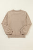 Pearl Embellished Round Neck Long Sleeve Knit Sweater