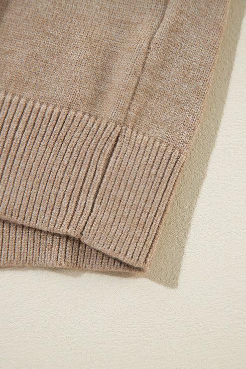 Pearl Embellished Round Neck Long Sleeve Knit Sweater