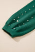 Pearl Embellished Round Neck Long Sleeve Knit Sweater