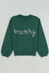 Pearl Embellished Script Graphic Crew Neck Sweatshirt