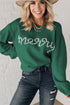 Pearl Embellished Script Graphic Crew Neck Sweatshirt