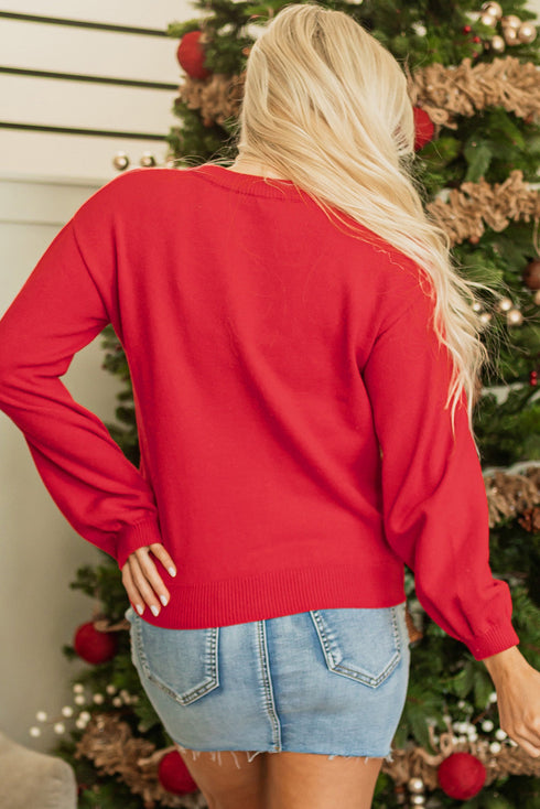 Pearl Embellished Script Graphic Crew Neck Sweatshirt