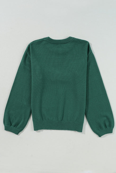 Pearl Embellished Script Graphic Crew Neck Sweatshirt