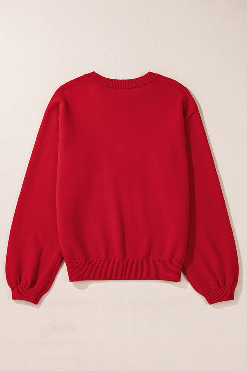 Pearl Embellished Script Graphic Crew Neck Sweatshirt