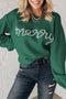 Pearl Embellished Script Graphic Crew Neck Sweatshirt