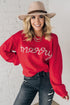 Pearl Embellished Script Graphic Crew Neck Sweatshirt