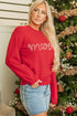 Pearl Embellished Script Graphic Crew Neck Sweatshirt