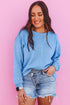 Pearl Embellished Sleeve Corded Crew Neck Sweatshirt