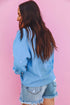 Pearl Embellished Sleeve Corded Crew Neck Sweatshirt