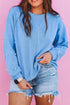 Pearl Embellished Sleeve Corded Crew Neck Sweatshirt