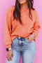 Pearl Embellished Sleeve Corded Crew Neck Sweatshirt