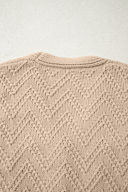 Pearl Embellished Textured Knit Button Front Cardigan
