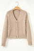Pearl Embellished Textured Knit Button Front Cardigan