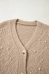 Pearl Embellished Textured Knit Button Front Cardigan