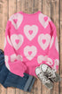 Pearl Studded Heart Pattern Relaxed Fit Sweater