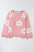 Pearl Studded Heart Pattern Relaxed Fit Sweater