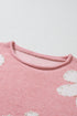 Pearl Studded Heart Pattern Relaxed Fit Sweater