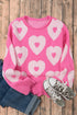 Pearl Studded Heart Pattern Relaxed Fit Sweater