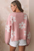 Pearl Studded Heart Pattern Relaxed Fit Sweater