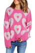 Pearl Studded Heart Pattern Relaxed Fit Sweater