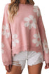 Pearl Studded Heart Pattern Relaxed Fit Sweater