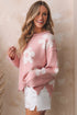 Pearl Studded Heart Pattern Relaxed Fit Sweater