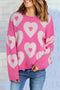 Pearl Studded Heart Pattern Relaxed Fit Sweater