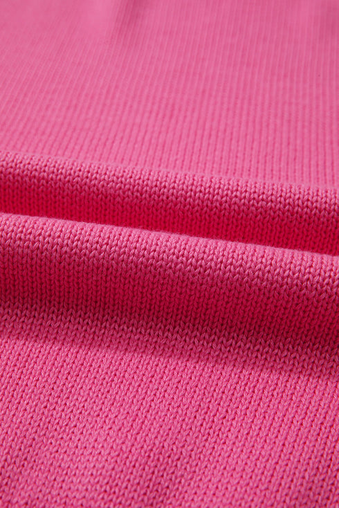 Pearl Trim Contrast Crew Neck Drop Shoulder Sweater